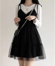 VIBGYOR（ヴィブジョー）の「シアーチュールキャミワンピース / フレアシルエット・韓国トレンド・ガーリー(CZ)（ワンピース）」