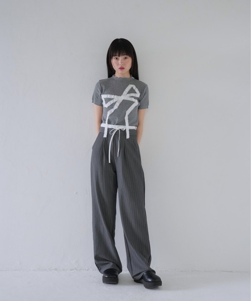 Uenui（ウニュイ）の「ストライプ ワイド パンツ（その他パンツ・レディース・グレー/ネイビー・FREE）」の9枚目の写真