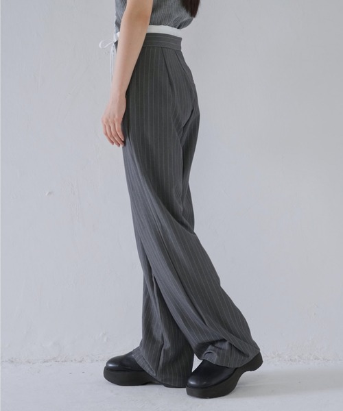 Uenui（ウニュイ）の「ストライプ ワイド パンツ（その他パンツ・レディース・グレー/ネイビー・FREE）」の5枚目の写真