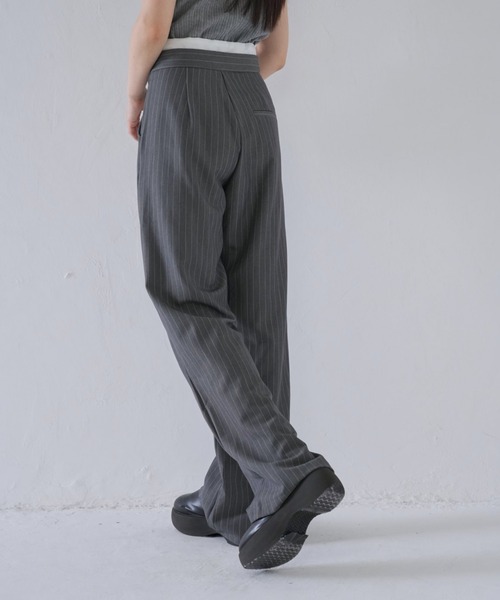 Uenui（ウニュイ）の「ストライプ ワイド パンツ（その他パンツ・レディース・グレー/ネイビー・FREE）」の6枚目の写真