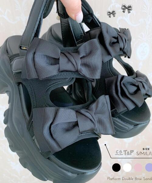 cs T&P（シーエスティーアンドピー）の「◆厚底ダブルリボンサンダル（サンダル・レディース・パープル系/ブラック/ホワイト/ピンク系・S/M/L/LL）」の20枚目の写真