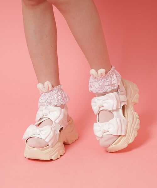 cs T&P（シーエスティーアンドピー）の「◆厚底ダブルリボンサンダル（サンダル・レディース・パープル系/ブラック/ホワイト/ピンク系・S/M/L/LL）」の9枚目の写真