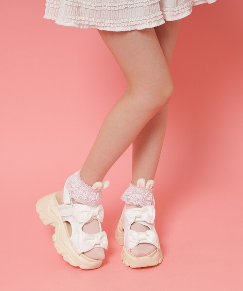 cs T&P（シーエスティーアンドピー）の「◆厚底ダブルリボンサンダル（サンダル・レディース・パープル系/ブラック/ホワイト/ピンク系・S/M/L/LL）」の12枚目の写真
