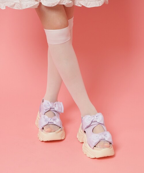 cs T&P（シーエスティーアンドピー）の「◆厚底ダブルリボンサンダル（サンダル・レディース・パープル系/ブラック/ホワイト/ピンク系・S/M/L/LL）」の3枚目の写真