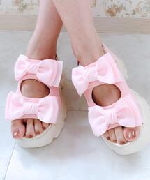 ◆厚底ダブルリボンサンダル