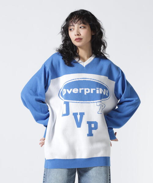 ニット セーター overprint/オーバープリント/OVAL V NECK COTTON KNIT レディース メンズ overprint/オーバープリント/OVAL V NECK COTTON KNIT（ニット