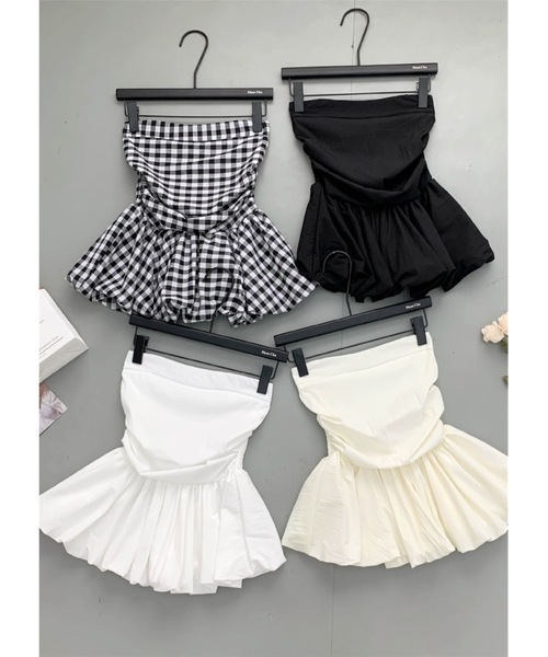 SALTMINT(ソルトミント)の「《韓国ファッション》2wayぺプラムチューブトップ-上品カジュアルな大人の一枚-(チューブトップ・レディース・ホワイト/ブラック/ベージュ/ホワイト×ブラック・FREE)」の5枚目の写真