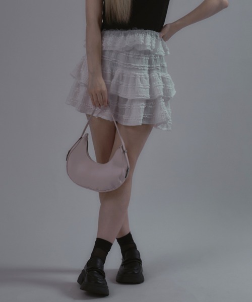 tinkerend(ティンカーエンド)の「Frilled Tiered Mini Skirt / ティアードフリルミニスカート バレエコア フリルレース(スカート・レディース・アイボリー/ホワイト/ブラック・FREE)」の5枚目の写真