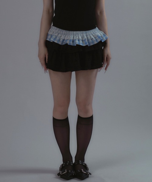 tinkerend(ティンカーエンド)の「Frilled Tiered Mini Skirt / ティアードフリルミニスカート バレエコア フリルレース(スカート・レディース・アイボリー/ホワイト/ブラック・FREE)」の19枚目の写真