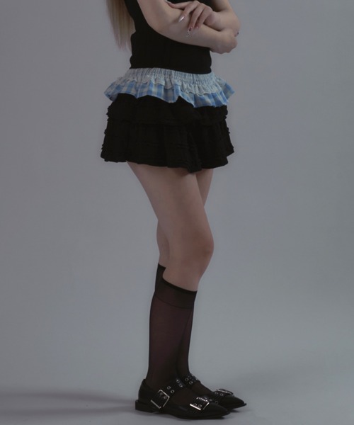 tinkerend(ティンカーエンド)の「Frilled Tiered Mini Skirt / ティアードフリルミニスカート バレエコア フリルレース(スカート・レディース・アイボリー/ホワイト/ブラック・FREE)」の21枚目の写真