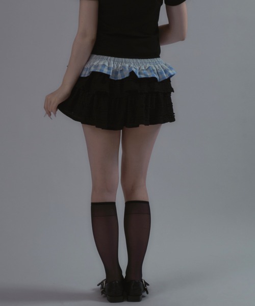 tinkerend(ティンカーエンド)の「Frilled Tiered Mini Skirt / ティアードフリルミニスカート バレエコア フリルレース(スカート・レディース・アイボリー/ホワイト/ブラック・FREE)」の22枚目の写真
