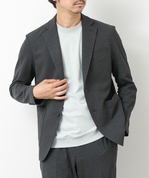 NOLLEY’S（ノーリーズ）の「《セットアップ対応》Primeflex 吸水速乾 メランジ カノコ ストレッチイージーJK 25SS（テーラードジャケット・メンズ・ブラック/ベージュ/ネイビー/グレー・S/M/L/XL）」の2枚目の写真