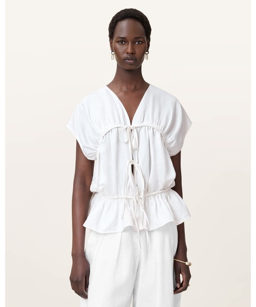 ALLSAINTS(オールセインツ)の「REMY GATHERED TOP | REMY ギャザー トップ(その他トップス・レディース・ホワイト・10/6/4/8)」の1枚目の写真