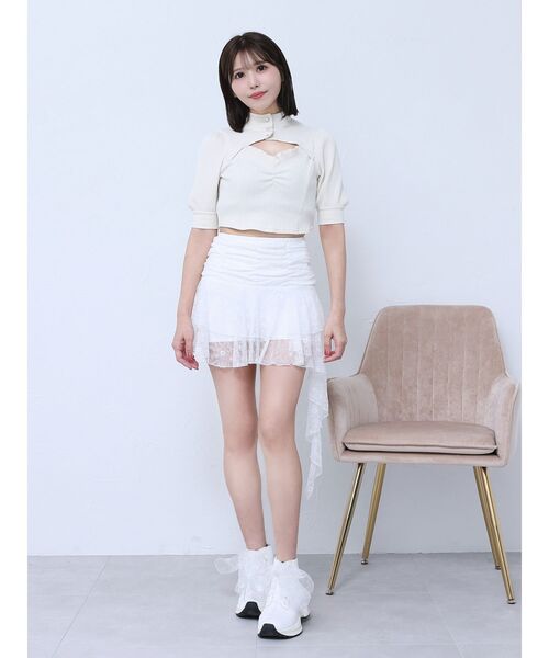 EATME ビジューボタンデコルテリブTOP ビジューボタンデコルテリブTOP（Tシャツ/カットソー）｜EATME