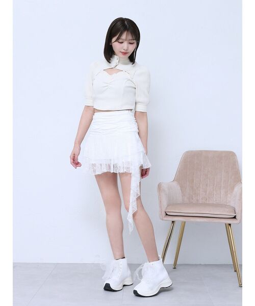 EATME ビジューボタンデコルテリブTOP ビジューボタンデコルテリブTOP（Tシャツ/カットソー）｜EATME
