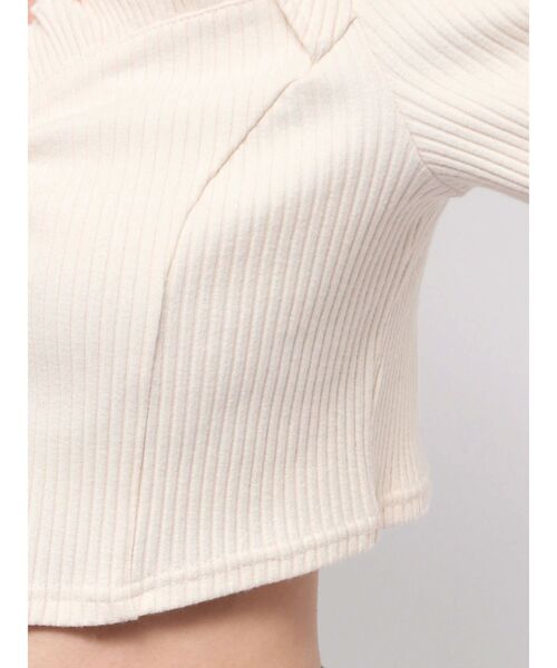 EATME（イートミー）の「ビジューボタンデコルテリブTOP（Tシャツ/カットソー・レディース・オフホワイト/グレー/ブラック・FREE）」の9枚目の写真