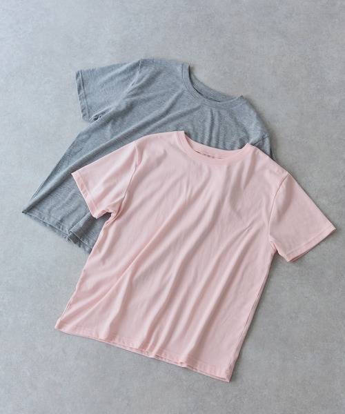 LAVEANGE(ラビアンジェ)の「【好機能シリーズ】汗シミ防止Tシャツ 2点セット│夏の頼れる高機能Tシャツ/ゆったりシルエット/半袖/着回し(Tシャツ/カットソー・レディース・ピンク/ライム/オフホワイト・M/LL/3L/4L/5L)」の3枚目の写真