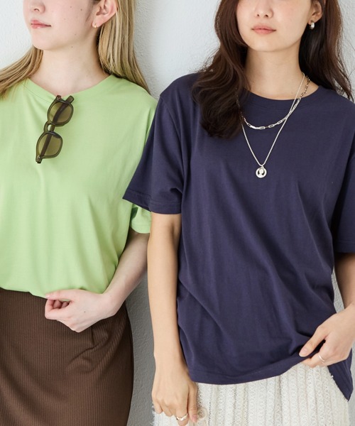 LAVEANGE(ラビアンジェ)の「【好機能シリーズ】汗シミ防止Tシャツ 2点セット│夏の頼れる高機能Tシャツ/ゆったりシルエット/半袖/着回し(Tシャツ/カットソー・レディース・ピンク/ライム/オフホワイト・M/LL/3L/4L/5L)」の2枚目の写真
