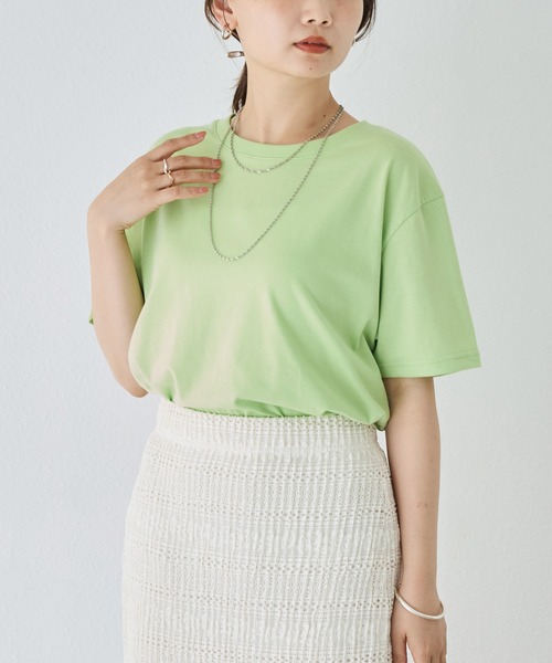 LAVEANGE(ラビアンジェ)の「【好機能シリーズ】汗シミ防止Tシャツ 2点セット│夏の頼れる高機能Tシャツ/ゆったりシルエット/半袖/着回し(Tシャツ/カットソー・レディース・ピンク/ライム/オフホワイト・M/LL/3L/4L/5L)」の13枚目の写真
