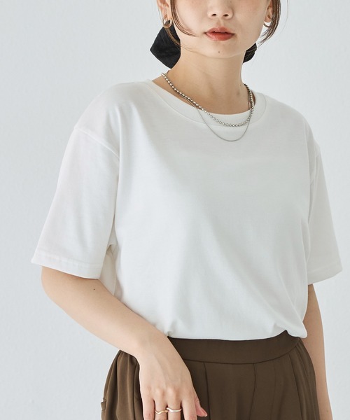 LAVEANGE(ラビアンジェ)の「【好機能シリーズ】汗シミ防止Tシャツ 2点セット│夏の頼れる高機能Tシャツ/ゆったりシルエット/半袖/着回し(Tシャツ/カットソー・レディース・ピンク/ライム/オフホワイト・M/LL/3L/4L/5L)」の9枚目の写真