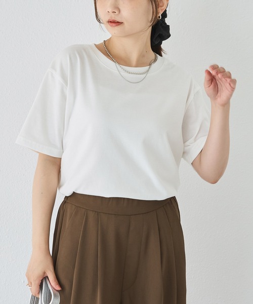 LAVEANGE(ラビアンジェ)の「【好機能シリーズ】汗シミ防止Tシャツ 2点セット│夏の頼れる高機能Tシャツ/ゆったりシルエット/半袖/着回し(Tシャツ/カットソー・レディース・ピンク/ライム/オフホワイト・M/LL/3L/4L/5L)」の7枚目の写真