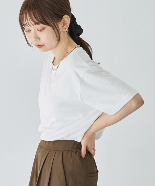 LAVEANGE(ラビアンジェ)の「【好機能シリーズ】汗シミ防止Tシャツ 2点セット│夏の頼れる高機能Tシャツ/ゆったりシルエット/半袖/着回し(Tシャツ/カットソー・レディース・ピンク/ライム/オフホワイト・M/LL/3L/4L/5L)」の6枚目の写真