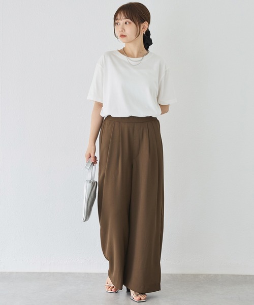 LAVEANGE(ラビアンジェ)の「【好機能シリーズ】汗シミ防止Tシャツ 2点セット│夏の頼れる高機能Tシャツ/ゆったりシルエット/半袖/着回し(Tシャツ/カットソー・レディース・ピンク/ライム/オフホワイト・M/LL/3L/4L/5L)」の4枚目の写真