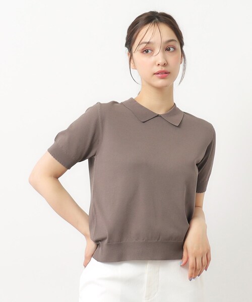 LAURA ASHLEY(ローラアシュレイ)の「【UVカット/洗える】衿付きサマーニット(ニット/セーター・レディース・ブラック/ライトベージュ/ピンク/ブラウン系・40/38)」の3枚目の写真
