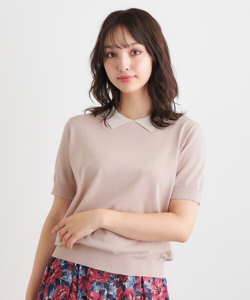 LAURA ASHLEY(ローラアシュレイ)の「【UVカット/洗える】衿付きサマーニット(ニット/セーター・レディース・ブラック/ライトベージュ/ピンク/ブラウン系・40/38)」の4枚目の写真