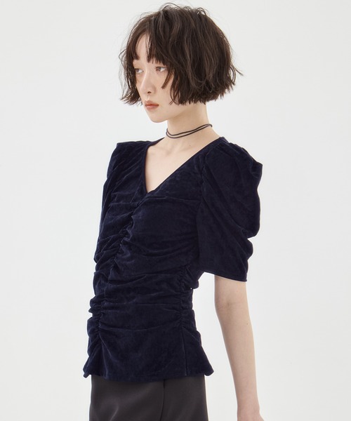 FETICO/フェティコ】《STUDIOUS別注》 VELOUR GATHERD TOP