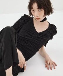 FETICO | 【FETICO/フェティコ】《STUDIOUS別注》 VELOUR GATHERD TOP/ベロアギャザートップ/トップス(Tシャツ/カットソー)