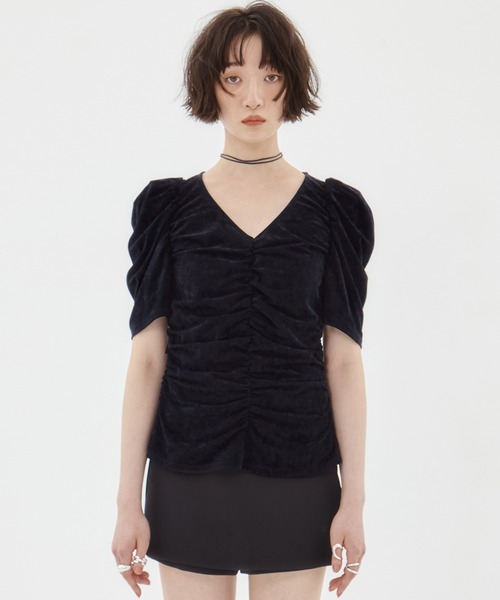 FETICO/フェティコ】《STUDIOUS別注》 VELOUR GATHERD TOP