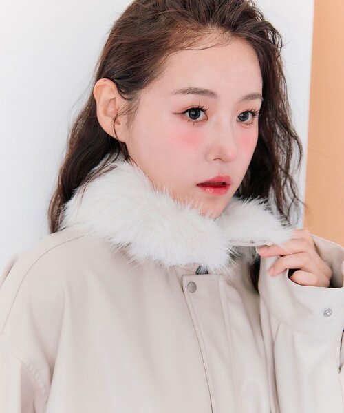 セール】【ファー取り外し可能】ファーティペットエコレザーブルゾン