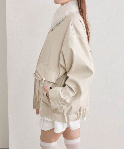 OLIVE des OLIVE ファーティペットエコレザーブルゾン ブラック ファーティペットエコレザーブルゾン | OLIVE des OLIVE