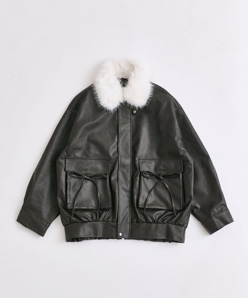 セール】ファーティペットエコレザーブルゾン（ライダースジャケット