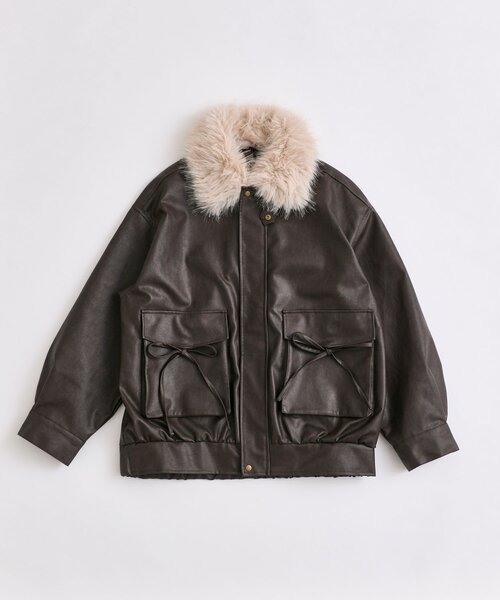 セール】ファーティペットエコレザーブルゾン（ライダースジャケット