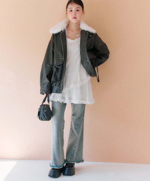 ファーティペットエコレザーブルゾン | OLIVE des OLIVE