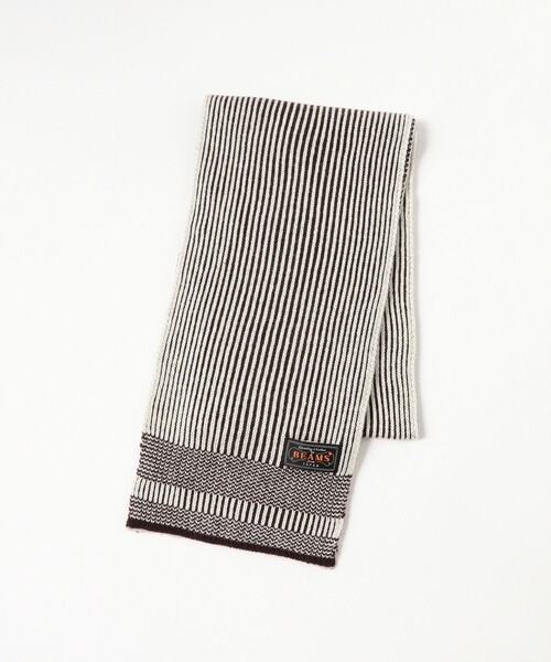 BEAMS PLUS（ビームスプラス）の「Wool Cashmere Rib Scarf（マフラー・メンズ・ブラウン/チャコールグレー・ONE SIZE）」の8枚目の写真