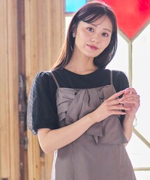 Feroux（フェルゥ）の「【汗ジミが目立たない・洗える】チュール袖パフスリーブ Tシャツ（Tシャツ/カットソー）」