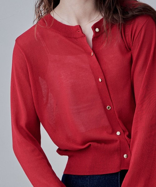 etoll.(エトル)の「UVカットクルーネックシアーカーディガン(カーディガン/ボレロ・レディース・レッド/ブラック/ネイビー/グレー/オフホワイト・M)」の14枚目の写真