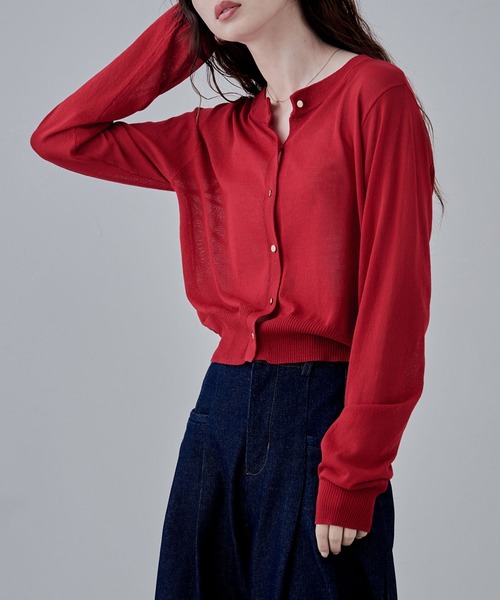 etoll.(エトル)の「UVカットクルーネックシアーカーディガン(カーディガン/ボレロ・レディース・レッド/ブラック/ネイビー/グレー/オフホワイト・M)」の15枚目の写真