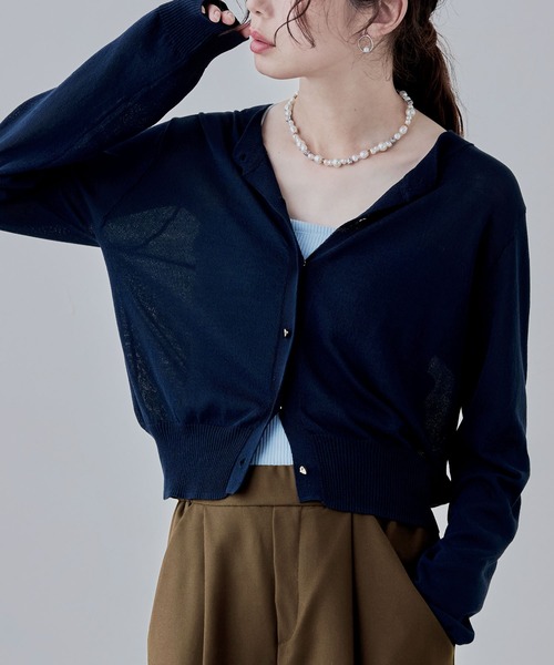 etoll.(エトル)の「UVカットクルーネックシアーカーディガン(カーディガン/ボレロ・レディース・レッド/ブラック/ネイビー/グレー/オフホワイト・M)」の22枚目の写真