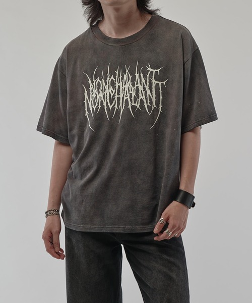 Lui's(ルイス)の「クラックプリントTシャツ(Tシャツ/カットソー・メンズ・グレー/ブラック・FREE)」の2枚目の写真