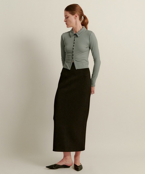 kiehtova(キエトヴァ)の「【kiehtova】slim collar cardigan/スリム カラー カーディガン KTWR39 ※(カーディガン/ボレロ・レディース・ブラック/ブルー/グリーン・FREE)」の9枚目の写真