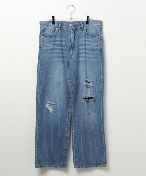 BAYFLOW（ベイフロー）の「コットンリネンダメージデニムパンツ（デニムパンツ・メンズ・ネイビー/サックスブルー・MEDIUM/LARGE）」の4枚目の写真