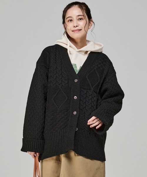 KRIFF MAYER Lady's Collection(クリフメイヤーレディースコレクション)の「【体系カバー】デニムドッキングカーデ(カーディガン/ボレロ・レディース・ライトグレー/チャコール/ベージュ/オレンジ・LARGE/MEDIUM)」の3枚目の写真