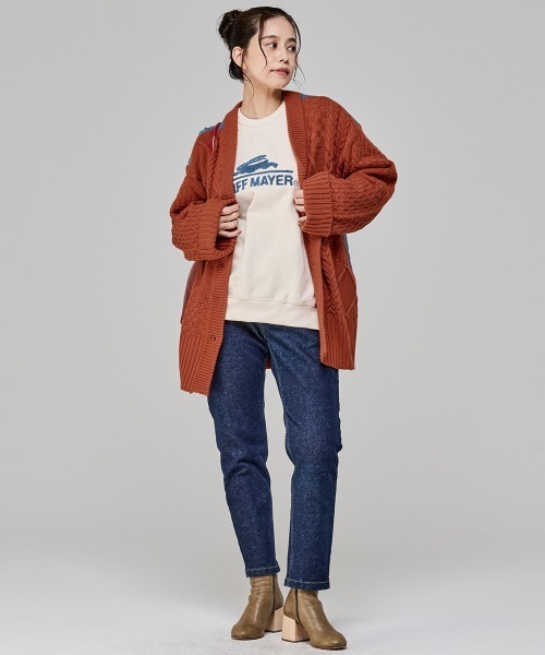 KRIFF MAYER Lady's Collection(クリフメイヤーレディースコレクション)の「【体系カバー】デニムドッキングカーデ(カーディガン/ボレロ・レディース・ライトグレー/チャコール/ベージュ/オレンジ・LARGE/MEDIUM)」の9枚目の写真