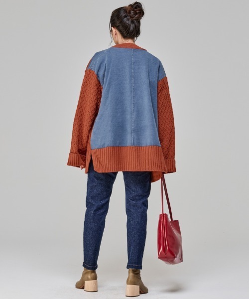 KRIFF MAYER Lady's Collection(クリフメイヤーレディースコレクション)の「【体系カバー】デニムドッキングカーデ(カーディガン/ボレロ・レディース・ライトグレー/チャコール/ベージュ/オレンジ・LARGE/MEDIUM)」の10枚目の写真