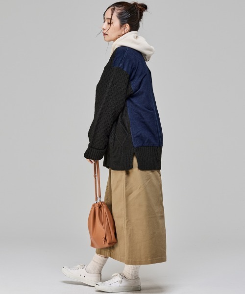 KRIFF MAYER Lady's Collection(クリフメイヤーレディースコレクション)の「【体系カバー】デニムドッキングカーデ(カーディガン/ボレロ・レディース・ライトグレー/チャコール/ベージュ/オレンジ・LARGE/MEDIUM)」の6枚目の写真