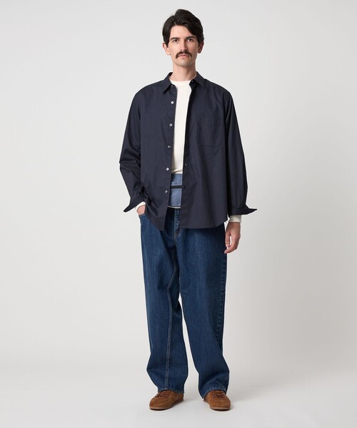 steven alan ワイドシルエット シャツ レギュラーカラー ブラック Steven Alan（スティーブンアラン）の「＜Steven Alan＞ 100/2